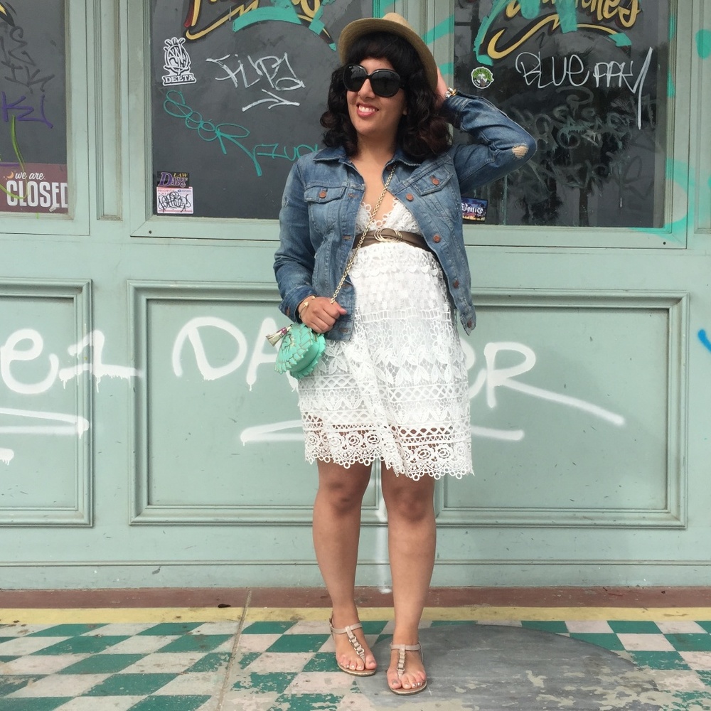 Tobi Lace All Around Ivory Skater Dress